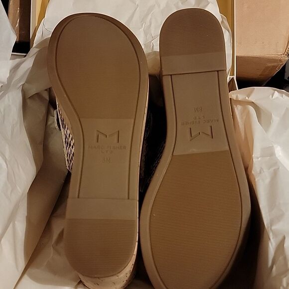 NWT Marc Fisher Ltd  Leather Veneda platform slide sandals in Roccia Lea… - Picture 13 of 16